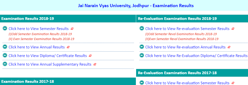 JNVU M.Sc M.Com MA Result 2020 Name Wise यहाँ देंखे PG Previous & Final Year Result 
