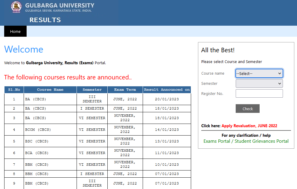 Gulbarga University Degree 4th Sem Result 2023 gug.ac.in UG Results Date