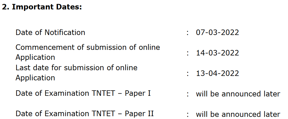TNTET Application Form 2022 Notification, Exam Date, Eligibility Criteria