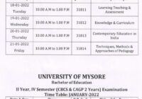 Mysore University B.Ed Exam Time Table 2022 BEd 1st & 3rd Sem Exam Date Pdf Download