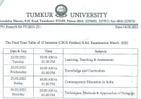 Tumkur University B.Ed Time Table 2022 BEd 1st & 3rd Sem Exam Date Pdf Download