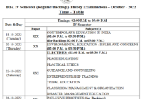 Telangana University B.Ed Time Table 2023 TU B.Ed 1st & 3rd Sem Exam Date Pdf Download