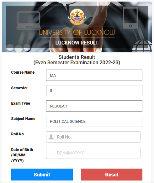 Lucknow University MA 1st & 3rd Sem Result 2024 Name WIse www.lkouniv.ac.in MA Results Date